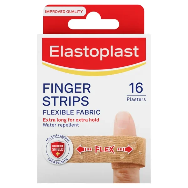Elastoplast Finger Strip Flexible Fabric Wound Dressing Plaster 16 Pack