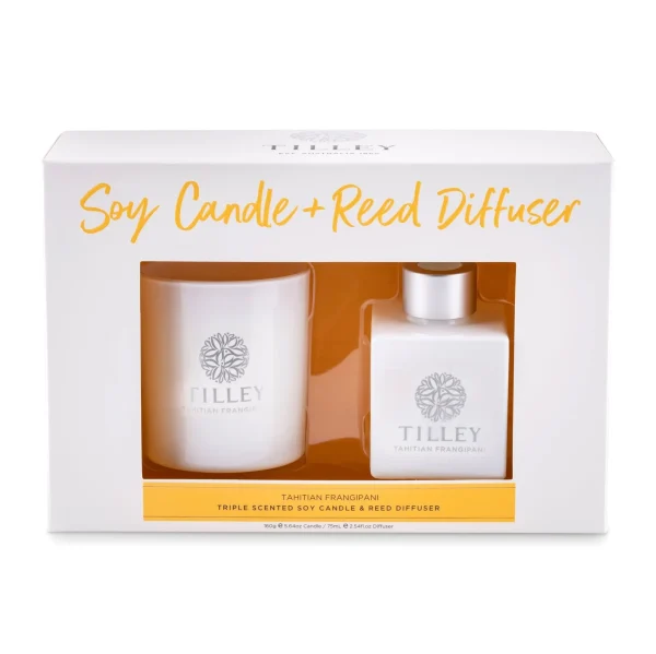 Tilley Tahitian Frangipani Candle & Reed Diffuser 2 Piece Gift Set