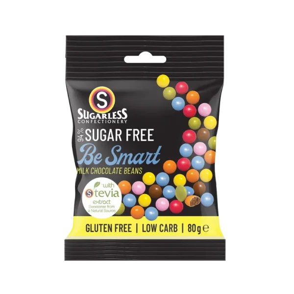 Sugarless Confectionery Be Smart Milk Chocolate Coated Beans 80g