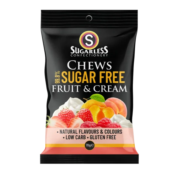 Sugarless Confectionery Fruit & Cream Chews 70g