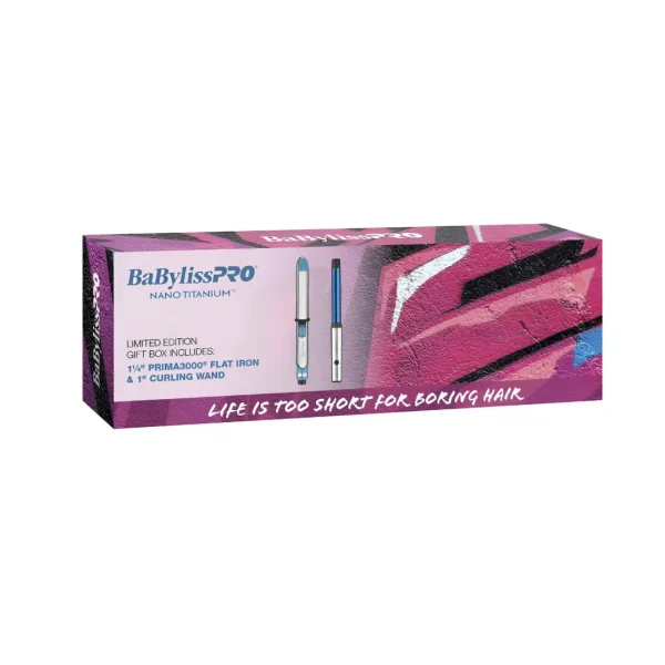 1 1/4 Prima3000 Flat Iron & 1 Curling Wand Gift Box
